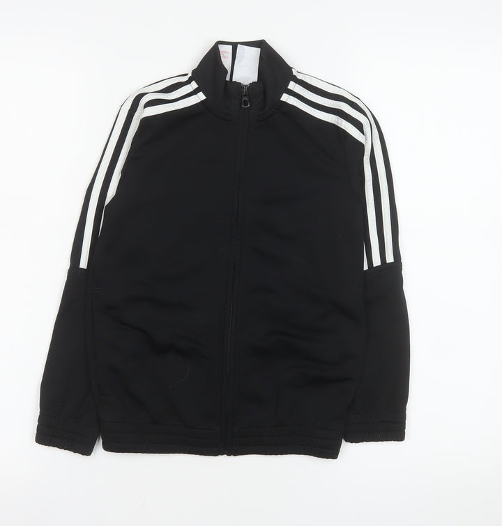 Adidas Boys Black 7-8 Years Track Jacket Full Zip Sports Top