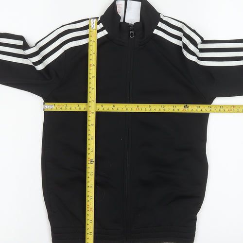 Adidas Boys Black 7-8 Years Track Jacket Full Zip Sports Top