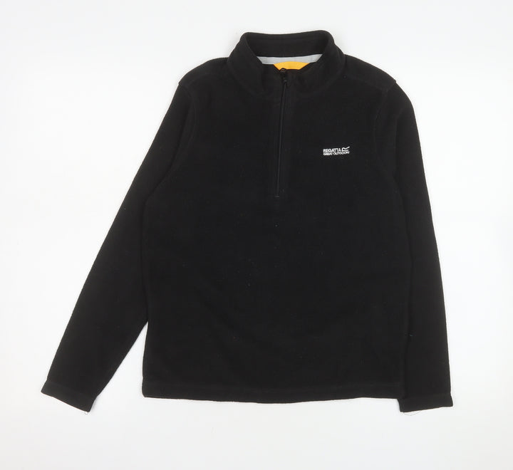 Regatta Boys Black Fleece 1/4 Zip Pullover Sweatshirt Size 13 Years