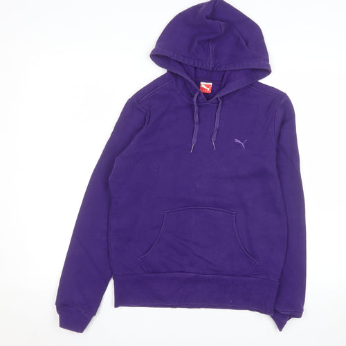 Puma Womens Purple Pullover Hoodie UK 12 Cotton Blend Lined