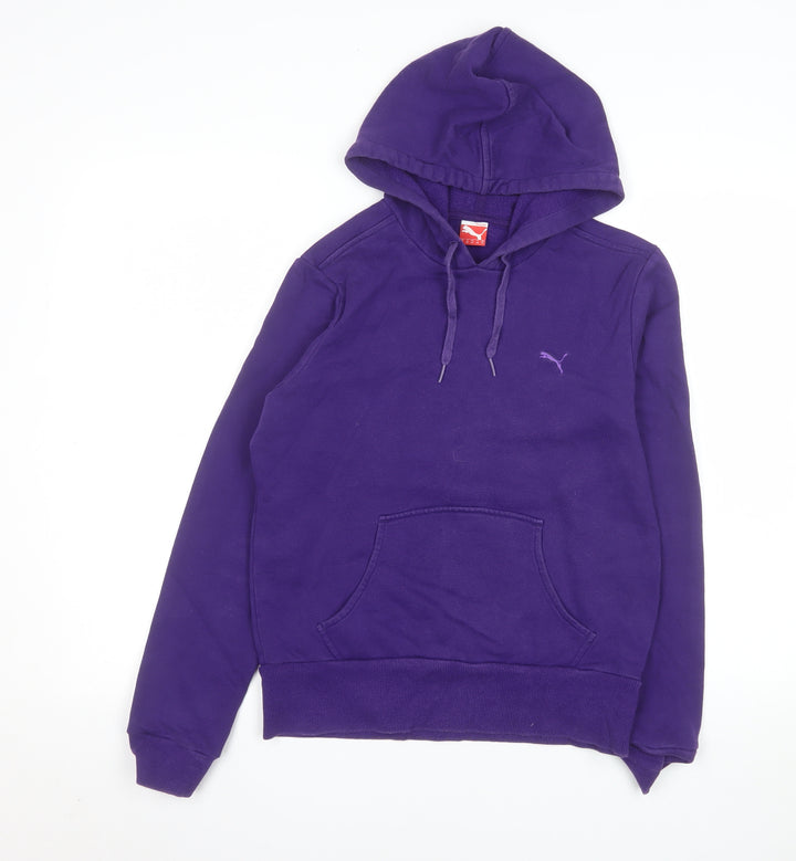 Puma Womens Purple Pullover Hoodie UK 12 Cotton Blend Lined