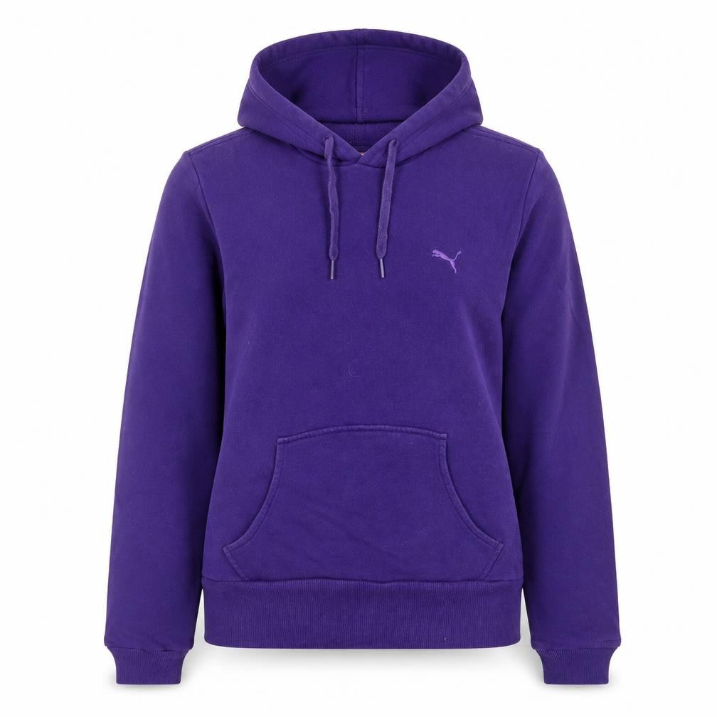 Front view of Puma women’s purple pullover hoodie uk 12 cotton blend lined