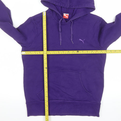 Puma Womens Purple Pullover Hoodie UK 12 Cotton Blend Lined