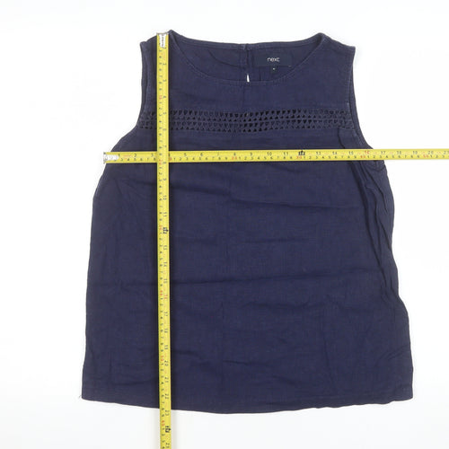Next Women's Blue Linen Viscose Sleeveless Blouse UK 10
