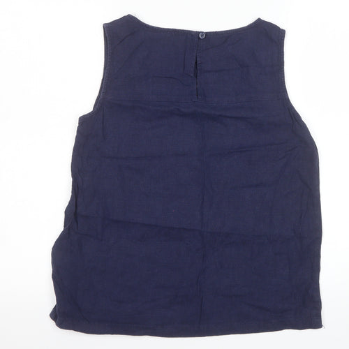 Next Women's Blue Linen Viscose Sleeveless Blouse UK 10