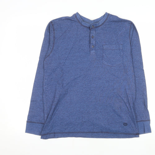 Marks and Spencer Men's Blue Henley Long Sleeve Sweatshirt Size S