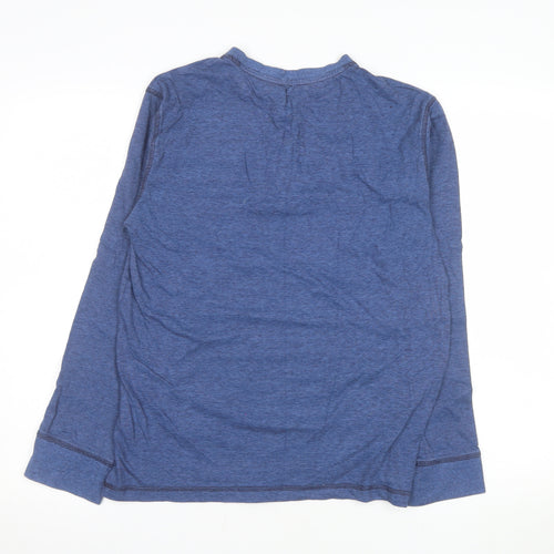 Marks and Spencer Men's Blue Henley Long Sleeve Sweatshirt Size S