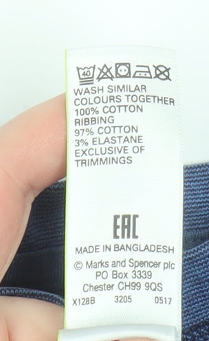 Marks and Spencer Men's Blue Henley Long Sleeve Sweatshirt Size S