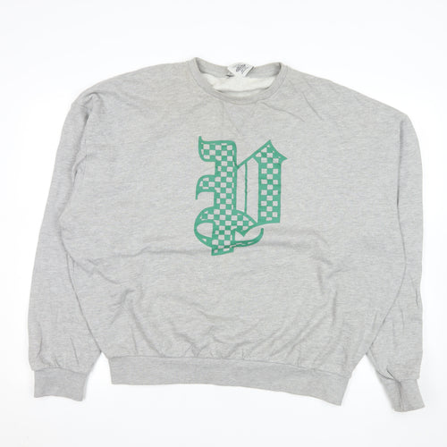 Pash Mens Grey Crew Neck Graphic Sweatshirt Size L