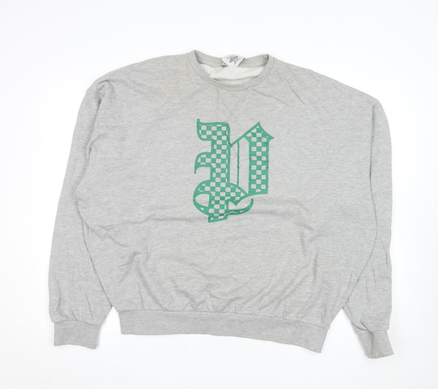 Pash Mens Grey Crew Neck Graphic Sweatshirt Size L