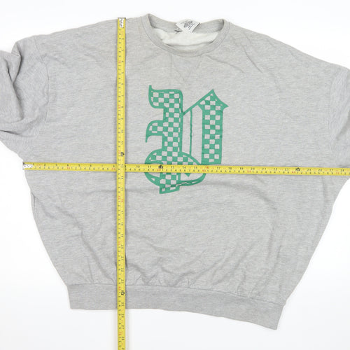 Pash Mens Grey Crew Neck Graphic Sweatshirt Size L