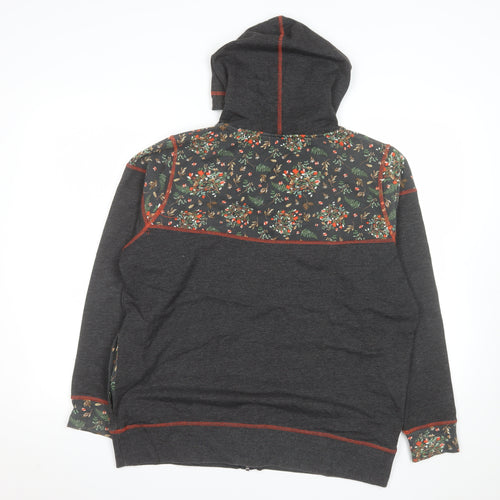 Joe Browns Mens Grey Floral Hooded Zip Jacket Size 46 Regular Fit