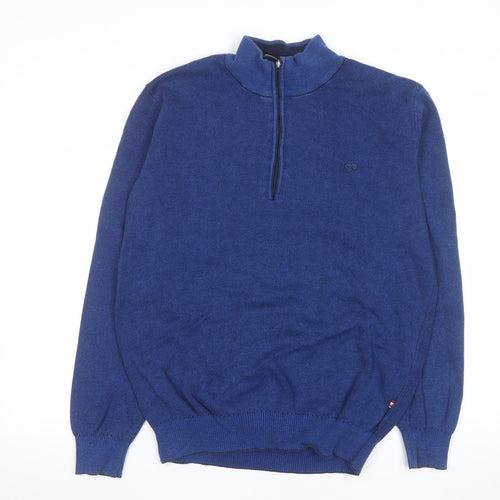 André Men's Blue 1/2 Zip Cotton Knit Sweatshirt Size L
