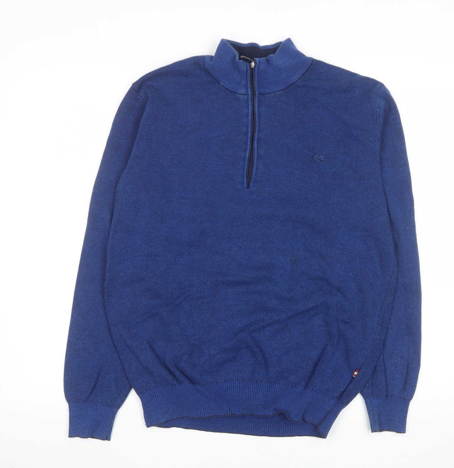 André Men's Blue 1/2 Zip Cotton Knit Sweatshirt Size L