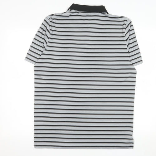 Adidas Men Grey Striped Performance Polo Shirt M