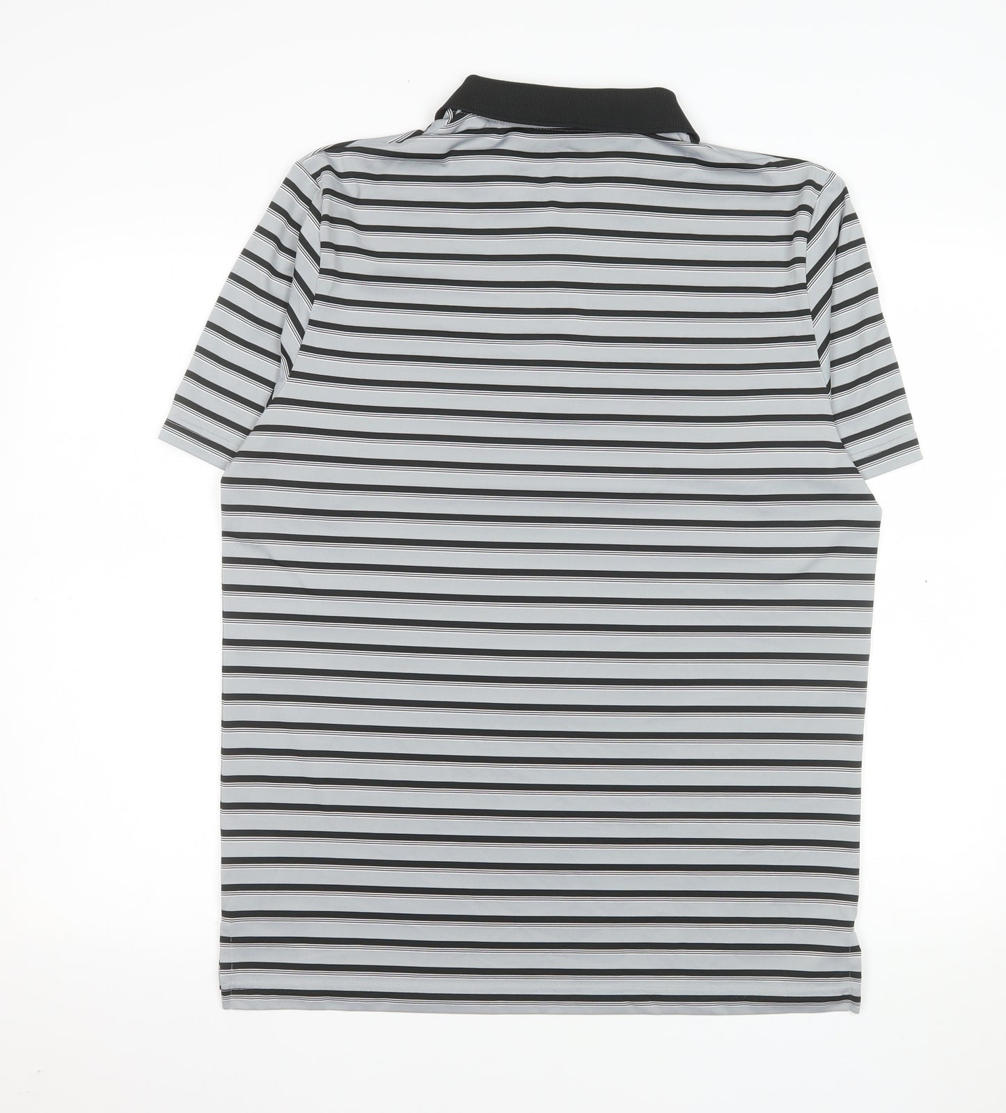 Adidas Men Grey Striped Performance Polo Shirt M