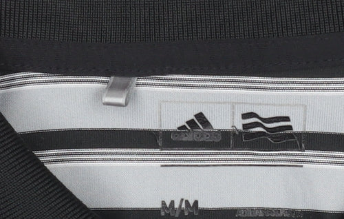 Adidas Men Grey Striped Performance Polo Shirt M