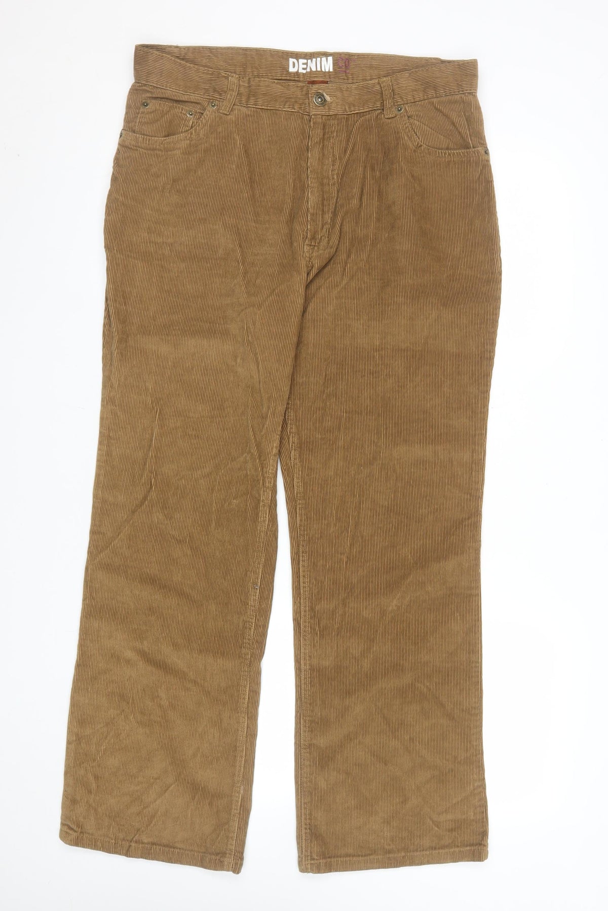 Denim Co Men's Brown Corduroy Trousers 34W 30L Regular Fit