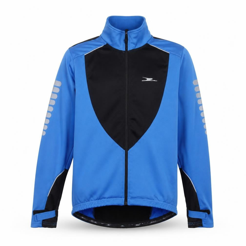 Front view of Crane Men's Blue Windbreaker Softshell Cycling Jacket M