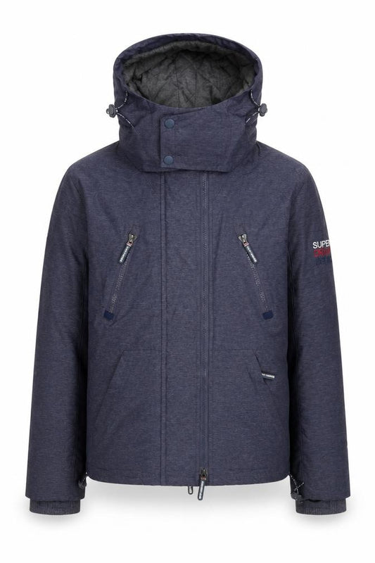 Front view of Superdry men’s blue wind yachter hooded softshell jacket s