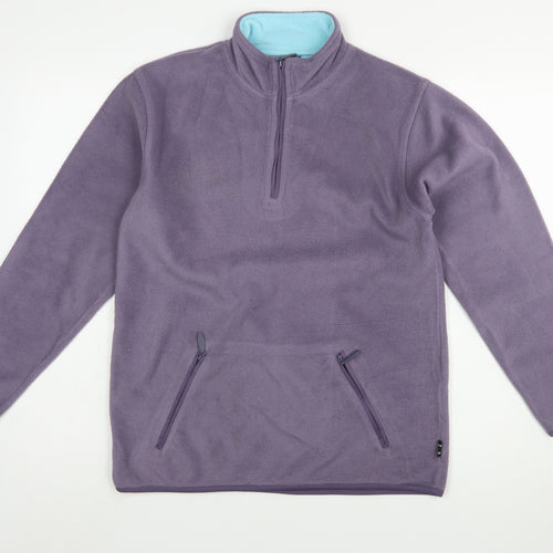 Cup's Women's Purple 1/4 Zip Fleece Pullover Sweatshirt UK 10