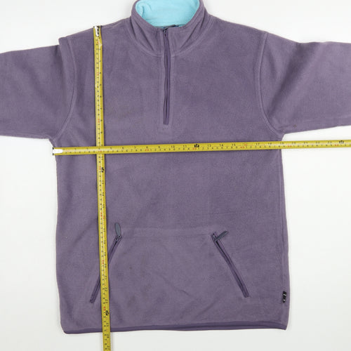 Cup's Women's Purple 1/4 Zip Fleece Pullover Sweatshirt UK 10