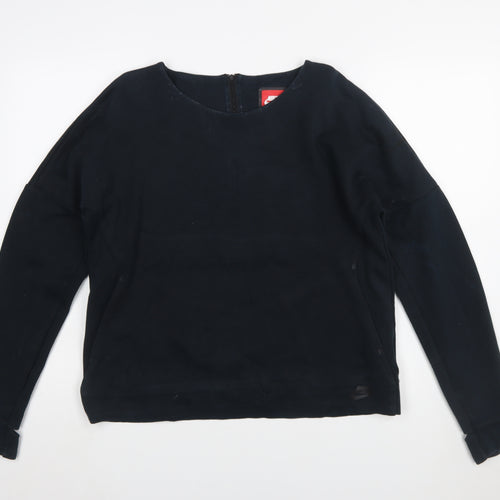 Nike Womens Black Long Sleeve Full Zip Sweatshirt L Cotton Blend