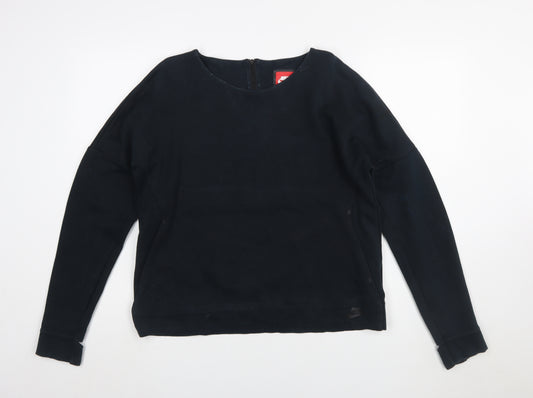 Nike Womens Black Long Sleeve Full Zip Sweatshirt L Cotton Blend