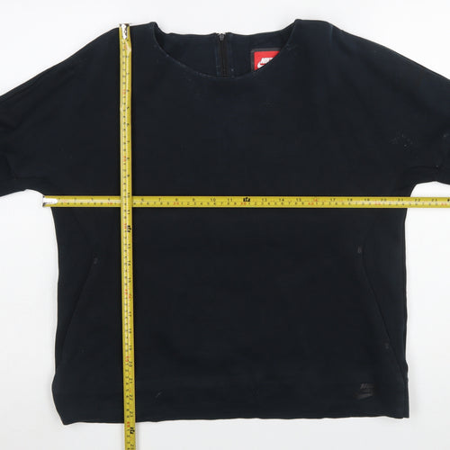 Nike Womens Black Long Sleeve Full Zip Sweatshirt L Cotton Blend