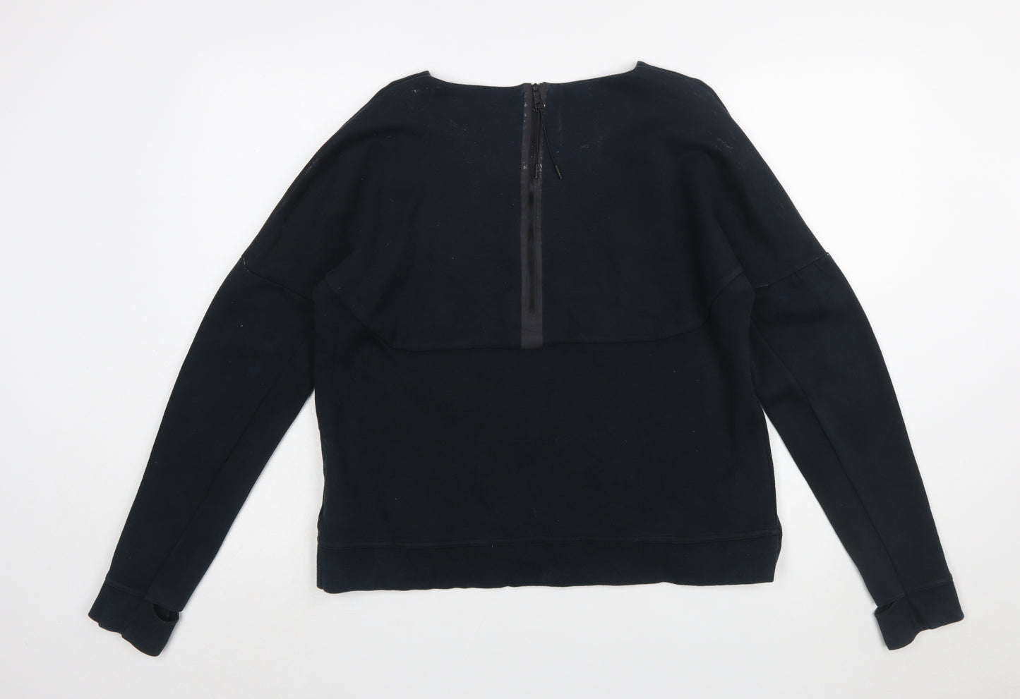 Nike Womens Black Long Sleeve Full Zip Sweatshirt L Cotton Blend