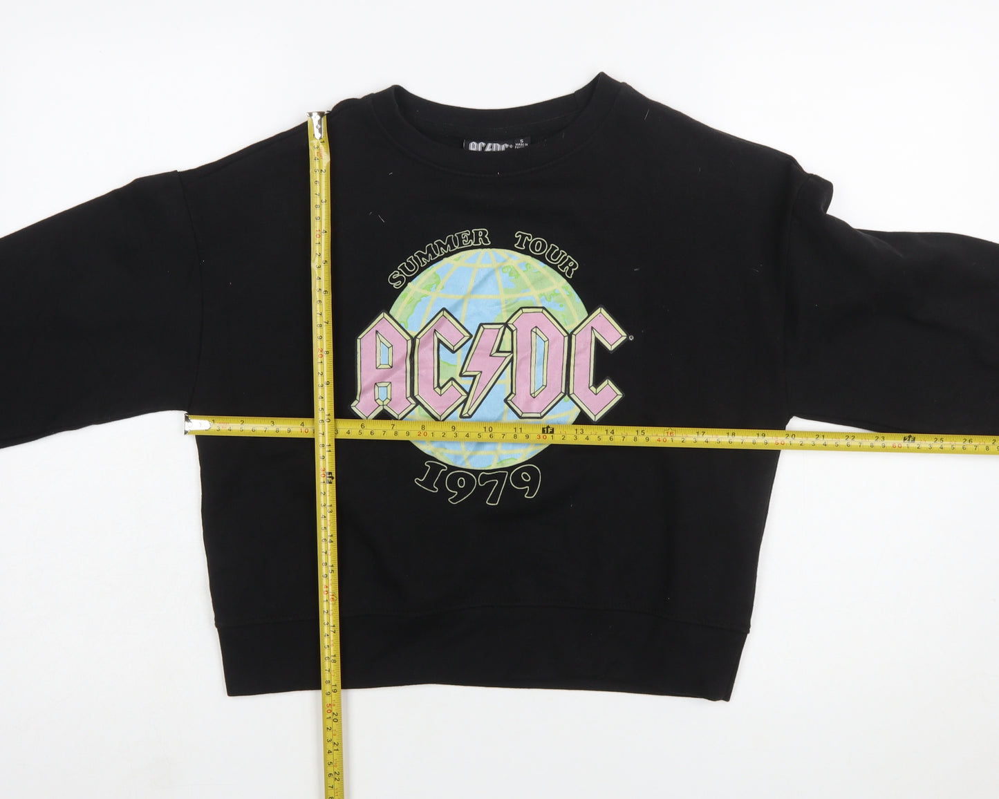AC/DC Women's Black Small Crew Neck Pullover Sweatshirt 1979 Tour