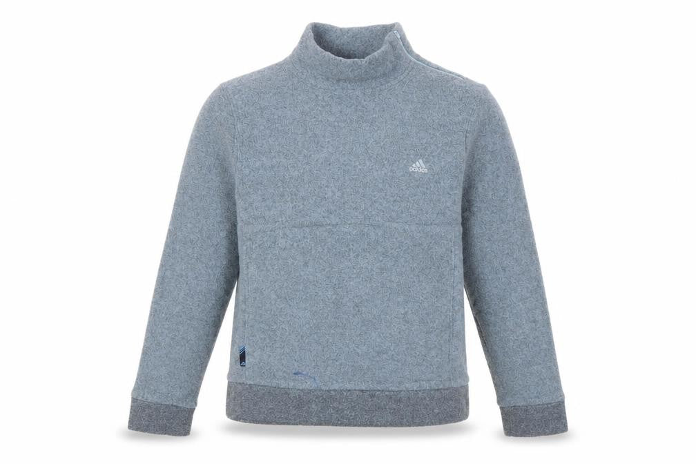 Front view of Adidas Women Grey Pullover Sweatshirt, size 10, Polyester Fleece