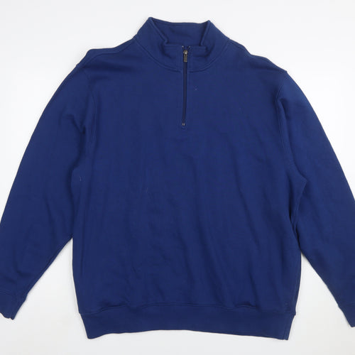 L.L.Bean Men's Blue 1/4 Zip Mock Neck Sweatshirt Size L