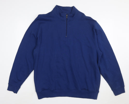 L.L.Bean Men's Blue 1/4 Zip Mock Neck Sweatshirt Size L