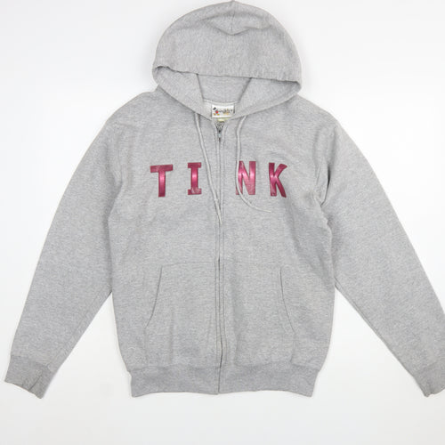 Walt Disney World Women Grey Full Zip Hoodie Small Tinker Bell Graphic