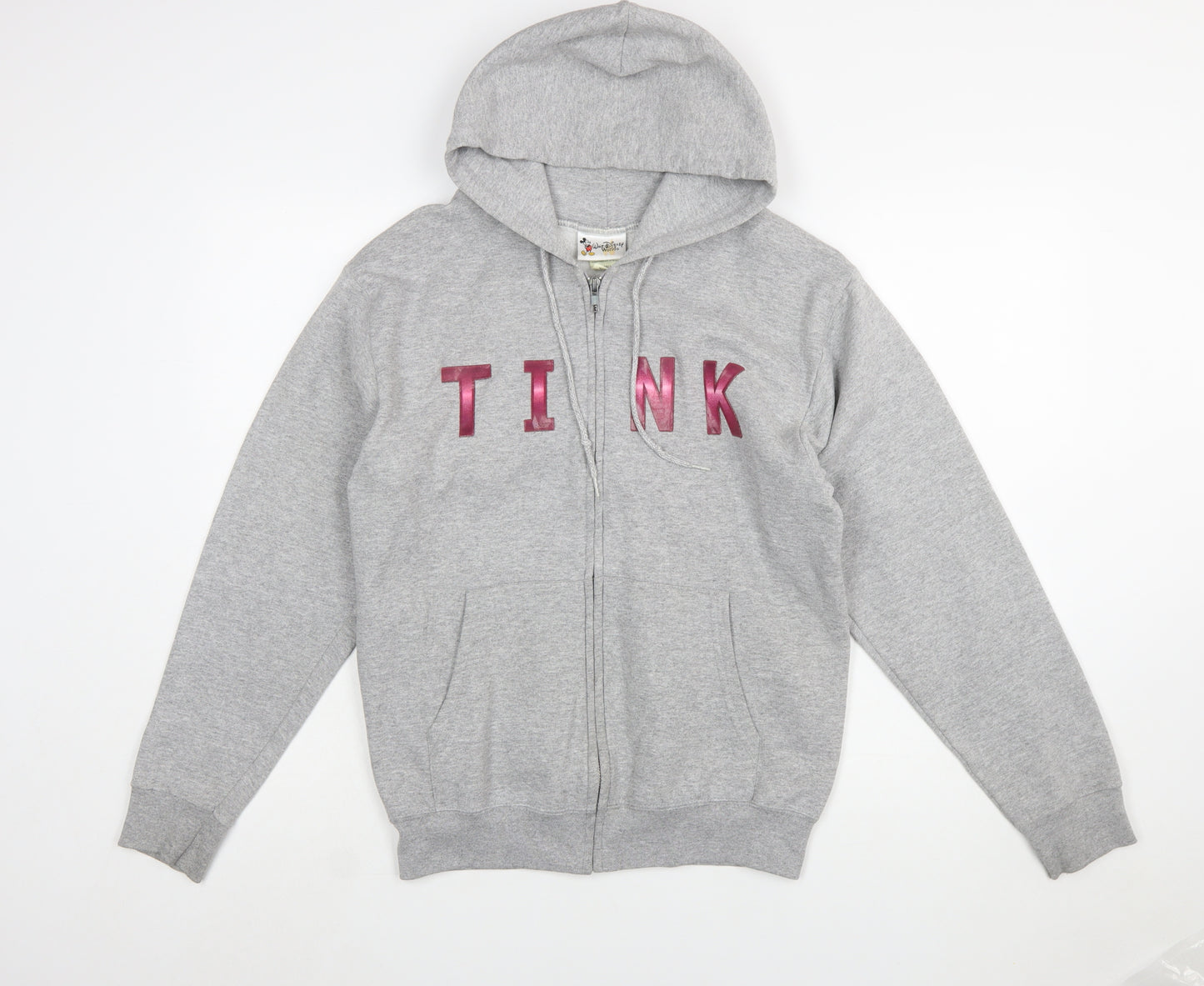Walt Disney World Women Grey Full Zip Hoodie Small Tinker Bell Graphic