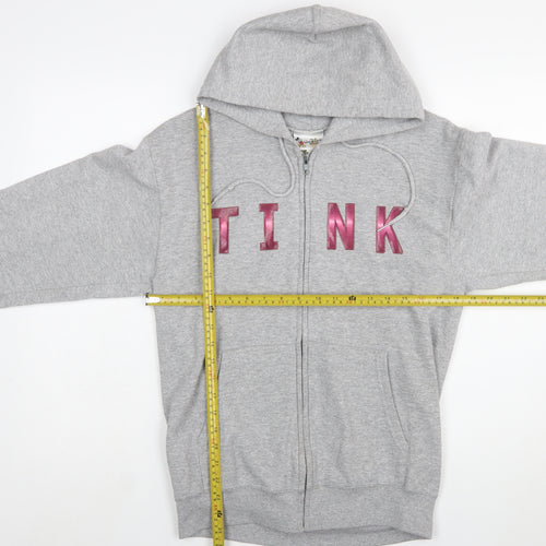 Walt Disney World Women Grey Full Zip Hoodie Small Tinker Bell Graphic