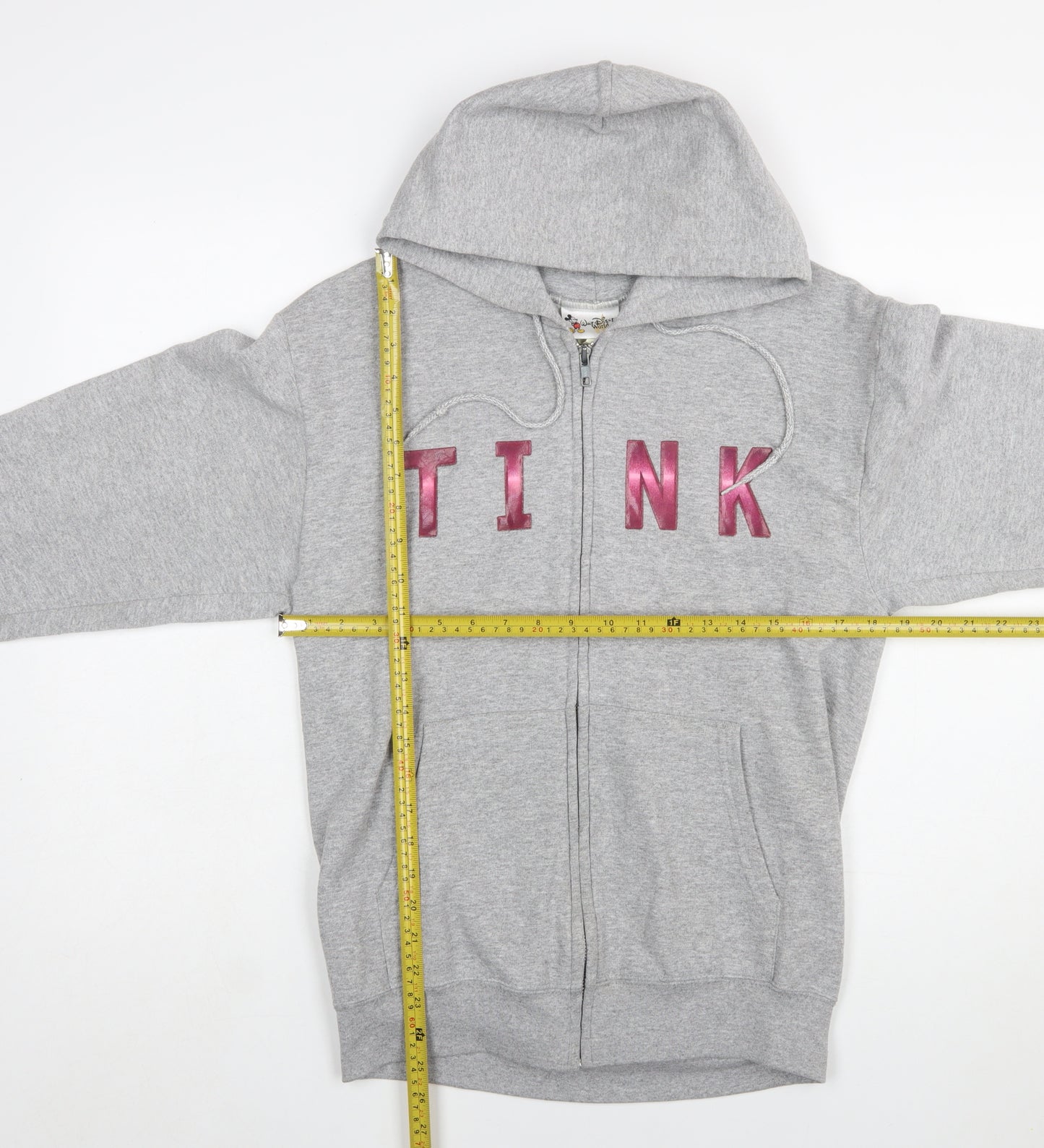 Walt Disney World Women Grey Full Zip Hoodie Small Tinker Bell Graphic