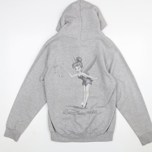 Walt Disney World Women Grey Full Zip Hoodie Small Tinker Bell Graphic
