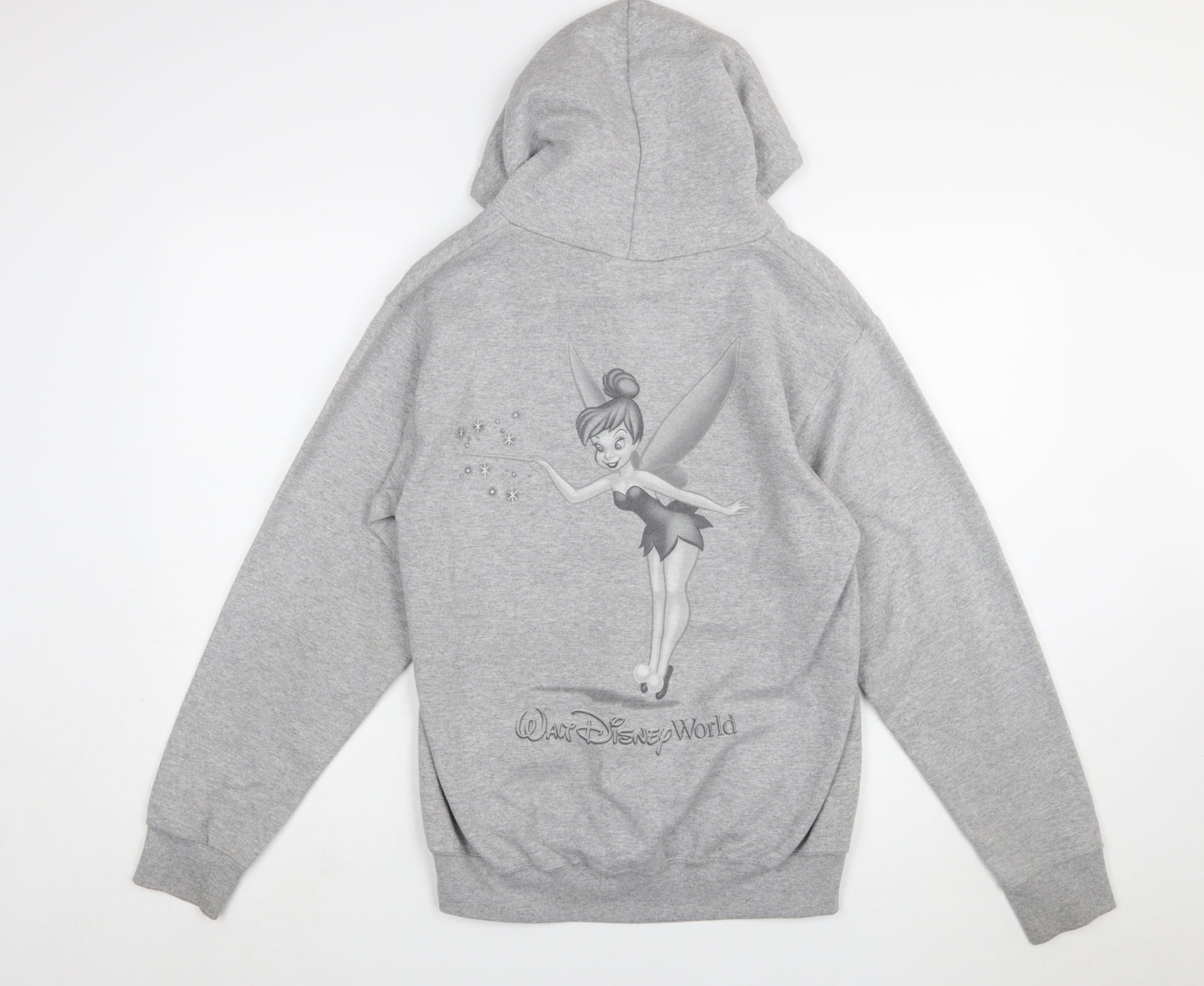 Walt Disney World Women Grey Full Zip Hoodie Small Tinker Bell Graphic