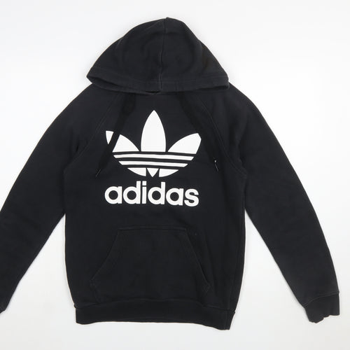 Adidas Men's Black XS Pullover Hoodie with Trefoil Logo
