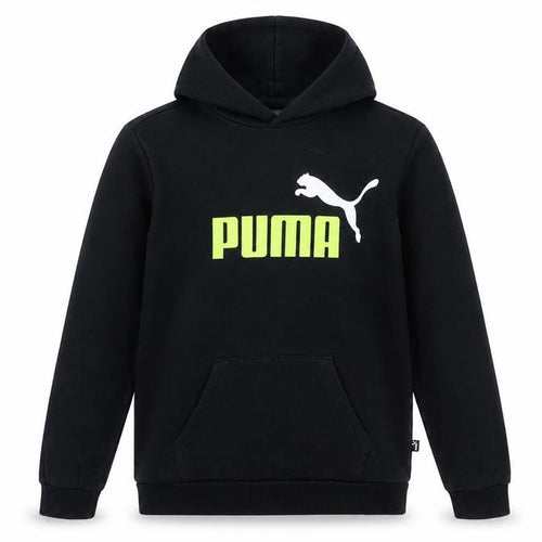 Puma Boys Black Pullover Hoodie 13-14 Years Cotton Blend Logo Sweatshirt
