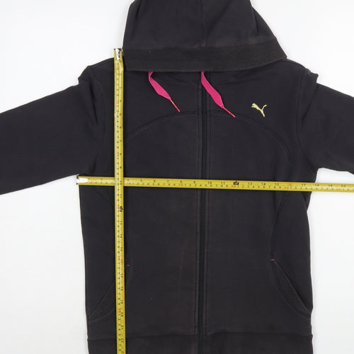 Puma Women's Black Size 16 Full Zip Hoodie with Pink Drawcords