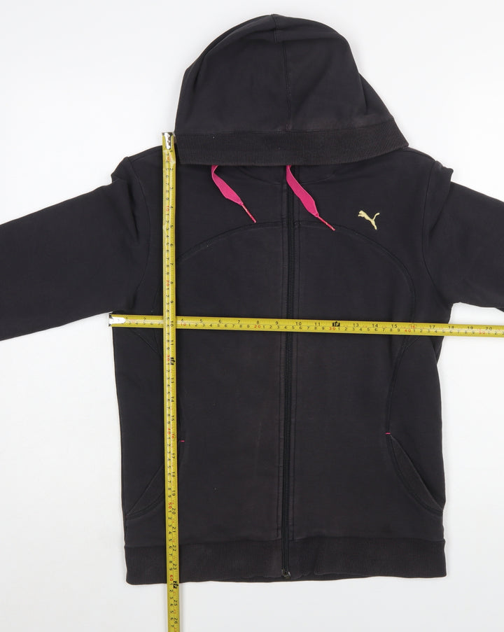 Puma Women's Black Size 16 Full Zip Hoodie with Pink Drawcords