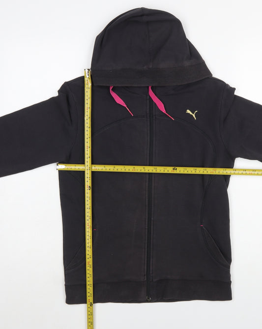 Puma Women's Black Size 16 Full Zip Hoodie with Pink Drawcords