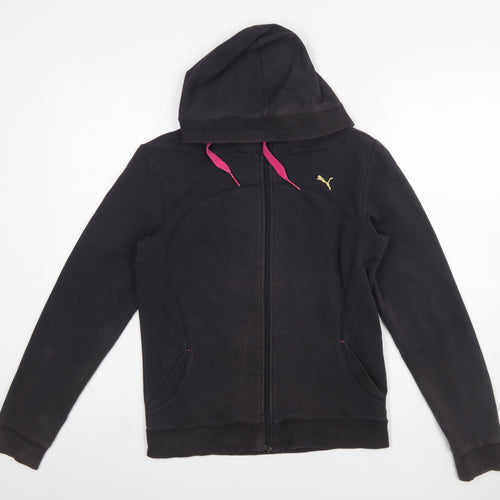 Puma Women's Black Size 16 Full Zip Hoodie with Pink Drawcords