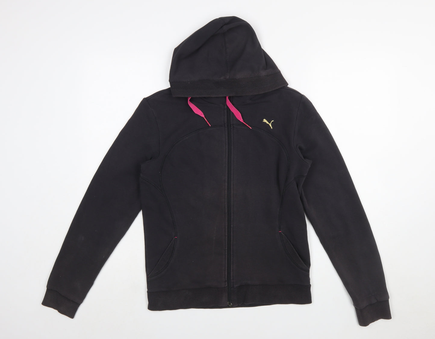 Puma Women's Black Size 16 Full Zip Hoodie with Pink Drawcords