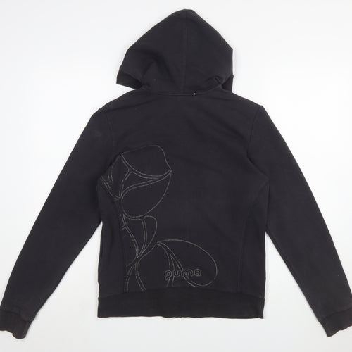 Puma Women's Black Size 16 Full Zip Hoodie with Pink Drawcords