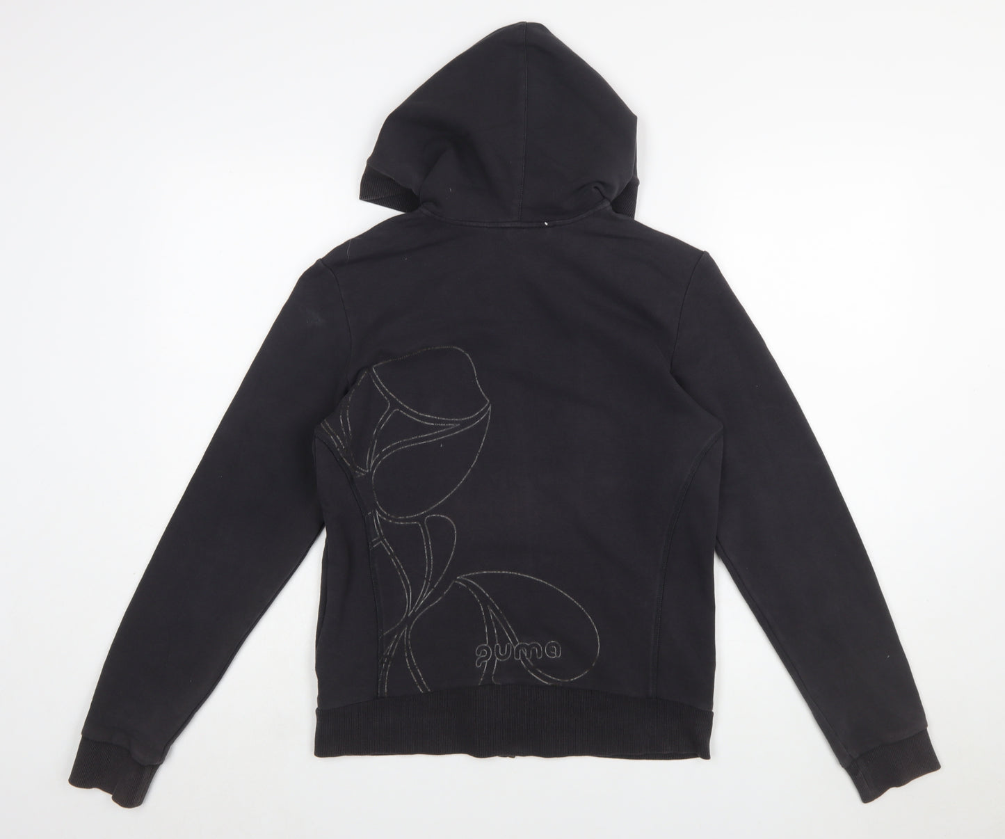 Puma Women's Black Size 16 Full Zip Hoodie with Pink Drawcords