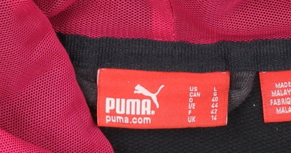 Puma Women's Black Size 16 Full Zip Hoodie with Pink Drawcords